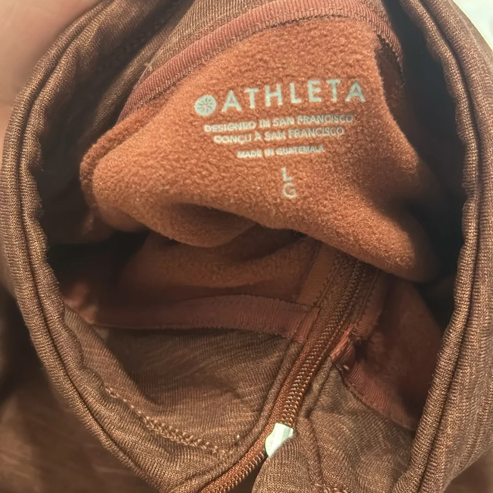 ATHLETA Altitude Polartec Half Zip Sweatshirt Size L Mahogany Heather - Picture 4 of 4